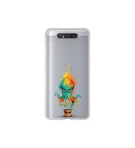 Samsung Galaxy A80 ile uyumlu Splash ahtapot tasarımlı şeffaf silikon kılıf