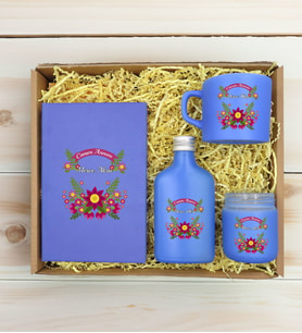 BK Gift Kişiye Özel İsimli DTF Anne Temalı Mavi Defter & Kahve Fincanı & Kolonya & Mum Hediye Seti-6, Anneye Hediye, Anneler Günü Hediyesi