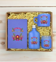 BK Gift Kişiye Özel İsimli DTF Anne Temalı Mavi Defter & Kahve Fincanı & Kolonya & Mum Hediye Seti-6, Anneye Hediye, Anneler Günü Hediyesi