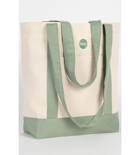 Heep Mint Yeşili Cepli Kanvas Tote Çanta (Krem)