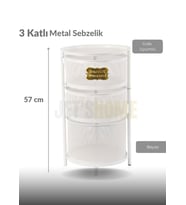 3 Katlı Sebzelik Açılır Metal Patates Soğan Sepeti Paslanmaz Meyvelik Organizer Sepet Beyaz