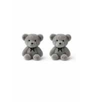 Teddy Model Peluş Ayıcık Gümüş İğneli Bijuteri Küpe Kadın Gri Kararmaz Renk Atmaz