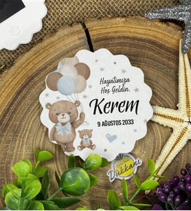 7cm Özel Baskılı Magnet Uv Baskılı - Mavi Balonlu Ayıcık