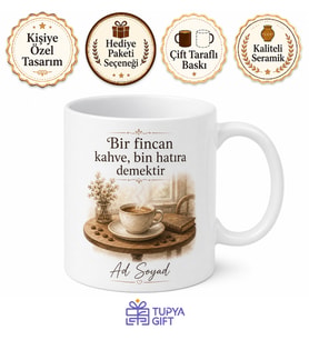 Kişiye Özel Kahve Masası Baskılı Kupa Bardak İsimli Hediye