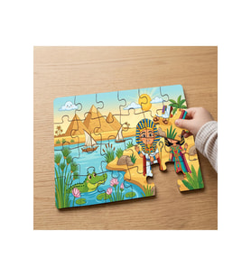 Mısır Firavunları Tasarımlı 24 Parça Ahşap Çocuk Puzzle