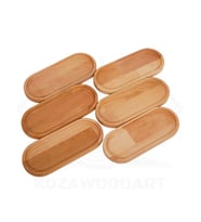 Ahşap Oval Çerezlik Sunumluk Kahvaltılık Yağdanlık 6’lı (24X10)