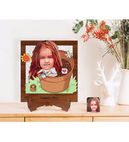 BK Gift Kişiye Özel Kız Çocuk Karikatürlü Ahşap Standlı 3D Biblo-10 (Beyaz)