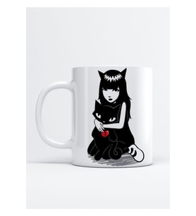 Kedi Ve Kız Aesthetic Baskılı Kupa Bardak