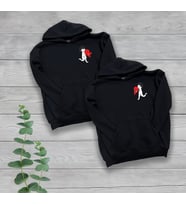Çift Kalp Yapboz Temalı Sevgili Çift Hediye 2'li Siyah Oversize Sweatshirt
