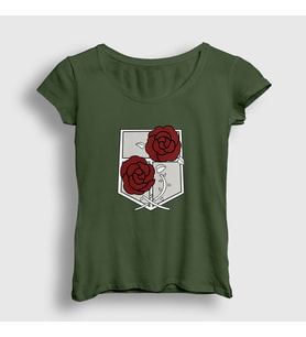 Presmono Kadın Haki Garrison V2 Anime Attack On Titan T-Shirt 123549tt (Haki)