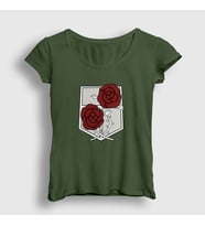 Presmono Kadın Haki Garrison V2 Anime Attack On Titan T-Shirt 123549tt (Haki)