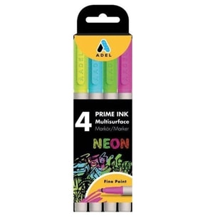 Adel Prime İnk Multisurface Markör Kalem Seti Neon 4Lü