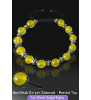 Sertifikalı Gerçek Zebercet Taşı Bileklik - Peridot Taşı (Çok Renkli)