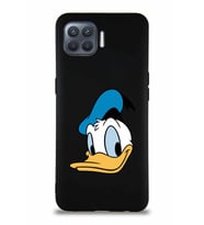 Oppo Reno 4 Lite Soft Premier Kapak Donald Duck-B Tasarımlı Silikon Kılıf - Siyah (Şeffaf)