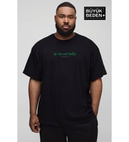 Erkek Büyük Beden L.v. Est Belle Baskılı Bisiklet Yaka Tshırt SPR25BT910 (Siyah)