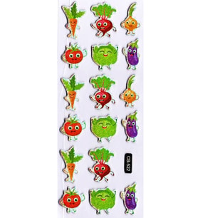 Sticker Kabartmalı Sticker Defter Planlayıcı Etiket (cb522) 16x7 cm- Neşeli Sebzeler