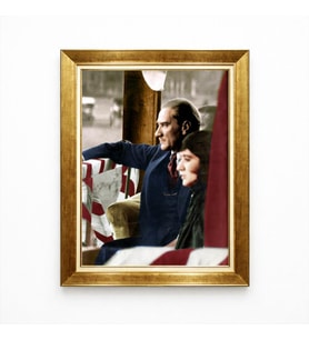 Tablore Atatürk ve Latife Hanım Dekoratif Altın Çerçeveli Tablo