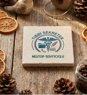 Kişiye Özel Tıbbi Sekreter Bardak Altlığı Tıp Bayramı Hediyesi