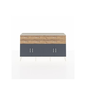 Arges Konsol 3 Raflı 6 Çekmeceli 4 Kapaklı 176x30x99 Aytaşı-Antrasit/Çam