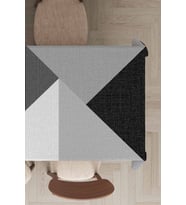 Gri Geometrik Desenli Dokuma Leke Tutmaz Masa Örtüsü MSO347