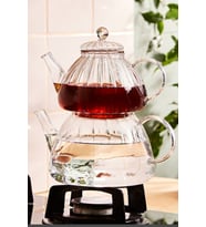 Şık 600/1000ml Borosilikat Cam Demlik, Isıya Dayanıklı Cam Kapaklı