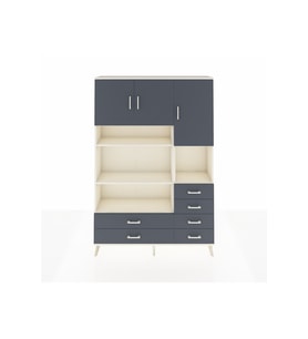Arges Gardrop 9 Raflı 6 Çekmeceli 3 Kapaklı 132x30x195 Aytaşı-Antrasit