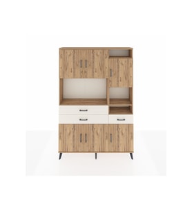 Arges Dolap 10 Raflı 3 Çekmeceli 6 Kapaklı 132x30x195 Çam-Çam/Aytaşı