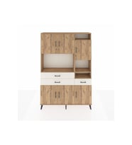 Arges Dolap 10 Raflı 3 Çekmeceli 6 Kapaklı 132x30x195 Çam-Çam/Aytaşı