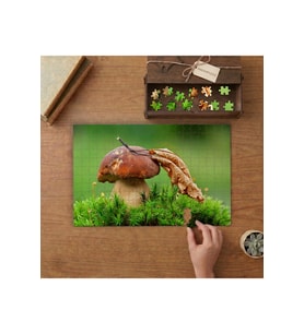 Mantar - Yaprak - Doğa Tasarımı 240 parça Ahşap Puzzle Ahşap Kutuda MP10807