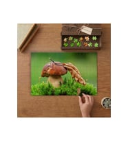 Mantar - Yaprak - Doğa Tasarımı 240 parça Ahşap Puzzle Ahşap Kutuda MP10807