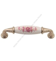 Gürçay Sude Porselen Kulp Saten Pembe Çiçekli 96mm (2 Adet) (Beyaz)