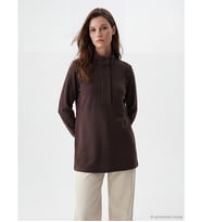 LCW Modest Kahverengi Dik Yaka Soft Touch Kadın Sweatshirt Tunik
