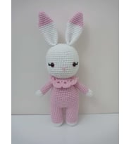 Pembe Miniş Tavşan Uyku Arkadaşı Amigurumi Organik Oyuncak