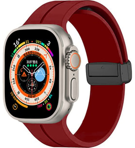 Apple Watch Ultra 49mm Uyumlu Kordon Silikon Metal Mıknatıslı Toka Zore KRD-84 Kayış (Koyu Mor)
