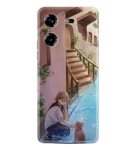 Tecno Pova 5 Kılıf Resimli Desenli Silikon Platinium Series Cat And Girl 1808