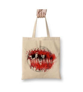 Supernatural Winchester Beyaz Bez Çanta Uzun Saplı Alışveriş Çantası Plaj Çantası