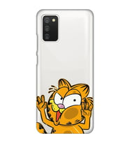 Samsung Galaxy A02S Uyumlu Garfield Desenli Şeffaf Telefon Kılıfı