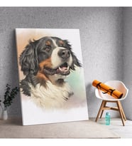 Renkli Arka Fonlu Sevimli Köpek Dekoratif Kanvas Tablo