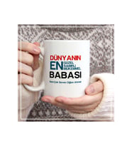 Babalar Gününe Özel Desenli Hediyelik Beyaz Seramik Kupa Bardak