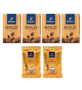 Tchibo Gold Filtre Kahve 250 gr 4 Adet + Türk Kahvesi 100 gr 2 Adet