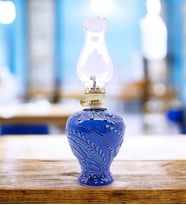 GERÇEK EL İŞLEMESİ, DEKORATİF ÇİNİ GAZ LAMBALARI (10 farklı model) (SAKS MAVI)
