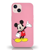 Apple iPhone 13 Mini  Lansman Kılıf Mickey Mouse Tasarımlı Altı Kapalı İçi Kadife Kaplı  Kapak (Şeffaf)