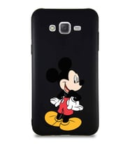 Samsung Galaxy J7 Soft Premier Kapak Mickey Mouse-D Tasarımlı Silikon Kılıf - Siyah (Şeffaf)