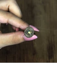 Doğal Taş Labradorit Yuvarlak Doğal Taşlı Antik Model Kadın Ayarlanabillir Yüzük euy70lbt (Gri)