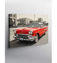 Kanvas Tablo Klasik Kırmızı Otomobil