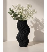 Dalgalı Tasarım Dekoratif Vazo Modern 3D Baskı Çiçek Vazosu Minimalist Ev Dekoru