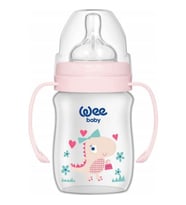 Wee Baby 137 Klasik+ Geniş Ağızlı Kulplu Pp Biberon 150 ml Pembe (Renksiz)