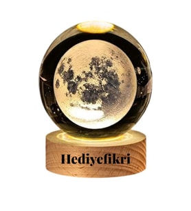 Kişiye Özel Dekoratif Dolunay Küre Lamba Masa Üstü Gece Lambası Ev Ofis Dekoru (Sarı)