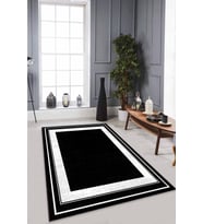 Siyah Çerçeveli Kaymaz Taban Makinede Yıkanabilir Halı AR530 - 100 x 160 cm