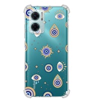 PrintiFy Xiaomi Redmi Note 11E Uyumlu Nazar Boncuğu 5 Baskılı Şeffaf Köşe Korumalı Antişok Kılıf